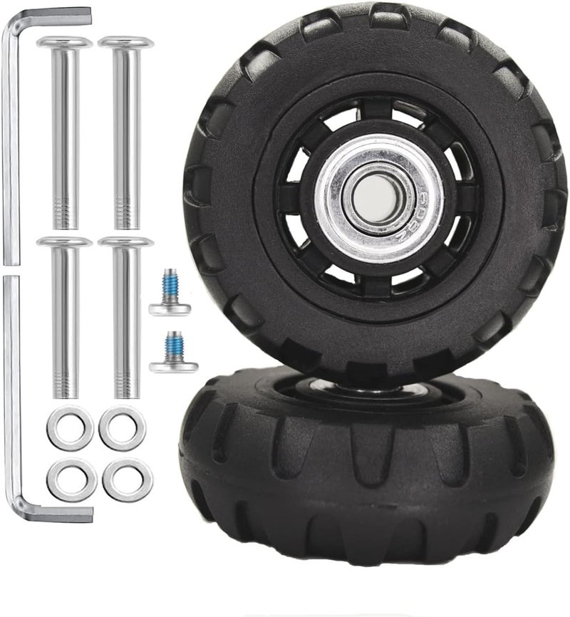 BFLAEPUN 1 Pair Luggage Wheels Replacement 68 * 24 * 8mm Inline Roller Skate Wheels with 8mm(0.31") Bearings 35mm(1.37") 40mm(1.57") Axles Wrenchs Repair Set - Image 1